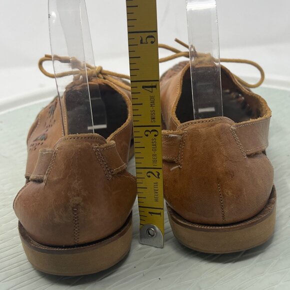 Leather Craft By Premiere Collection Size 10 Leather Woven Lace Up Sandals Brown - Picture 7 of 8